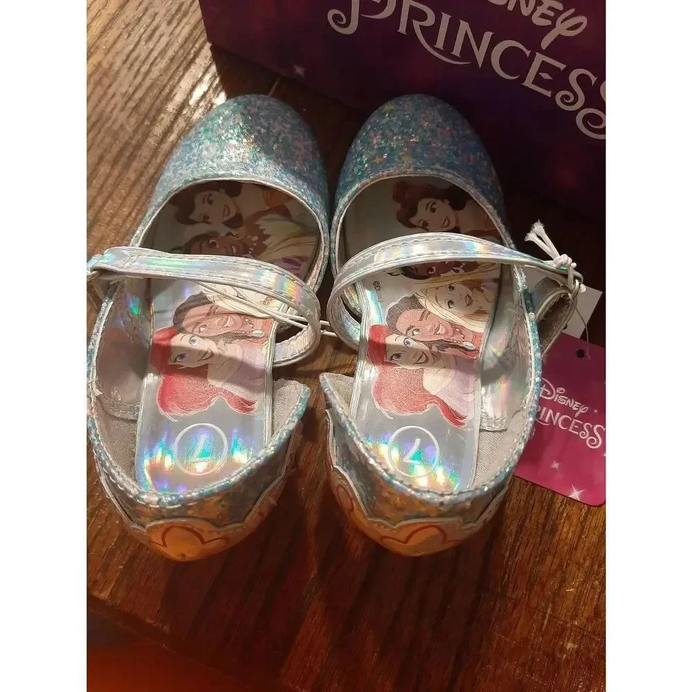 New Size 7 Disney Princess Silver Holigraphic Princess Ballet Dress Shoes NWT